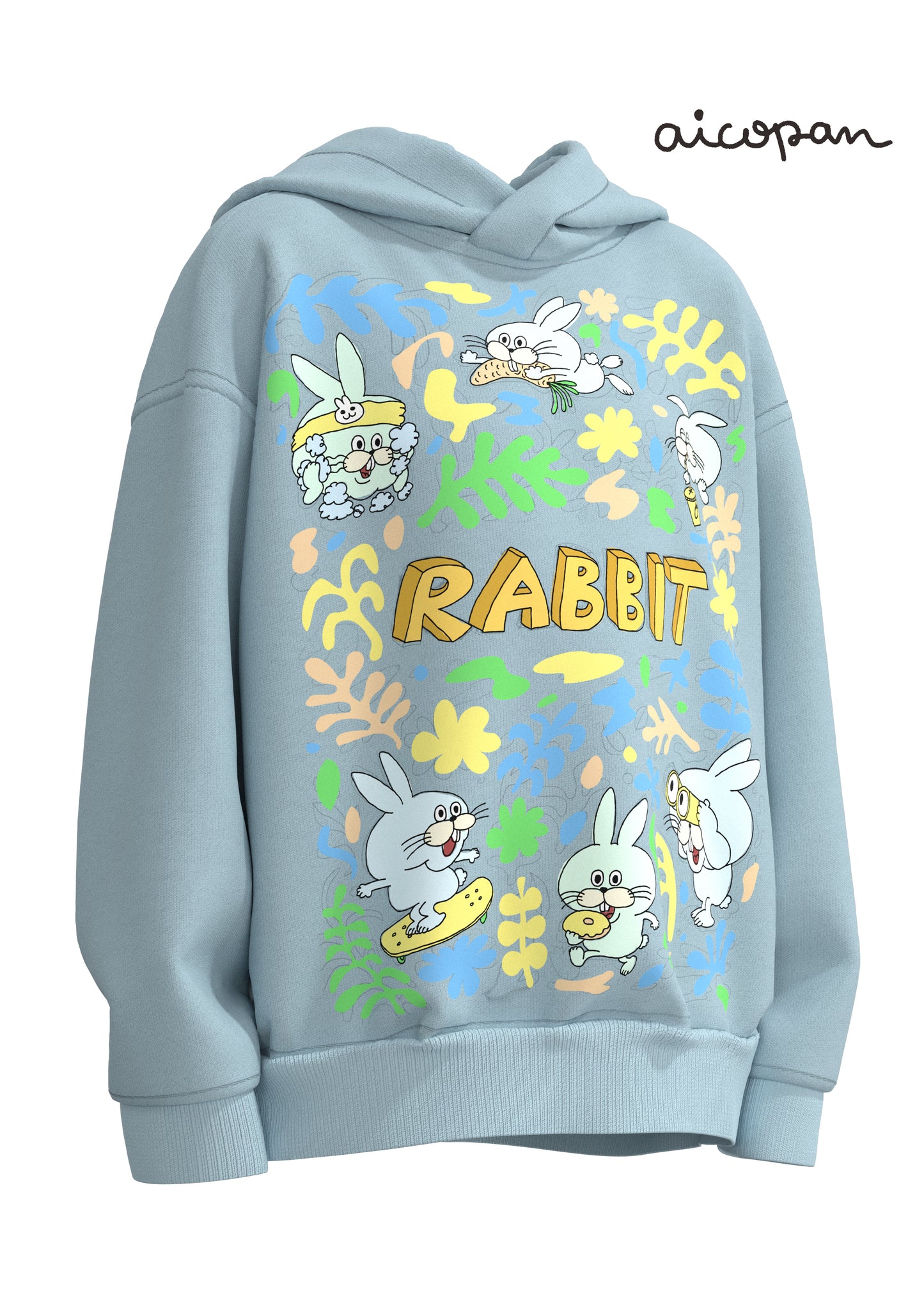 Loose and casual printed hooded sweatshirt