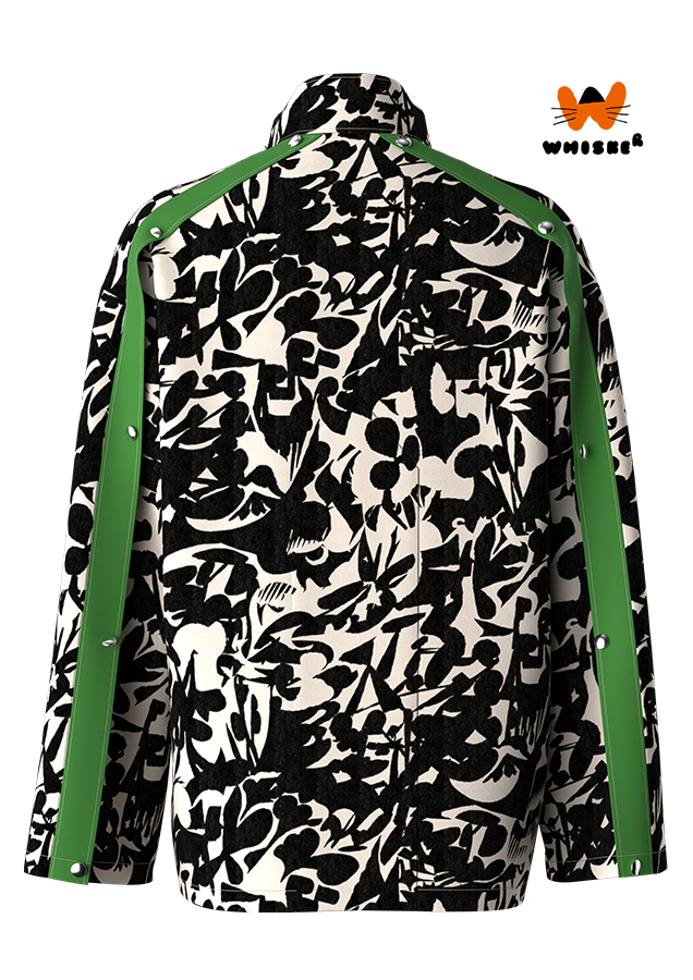 Contrasting color abstract print jacket